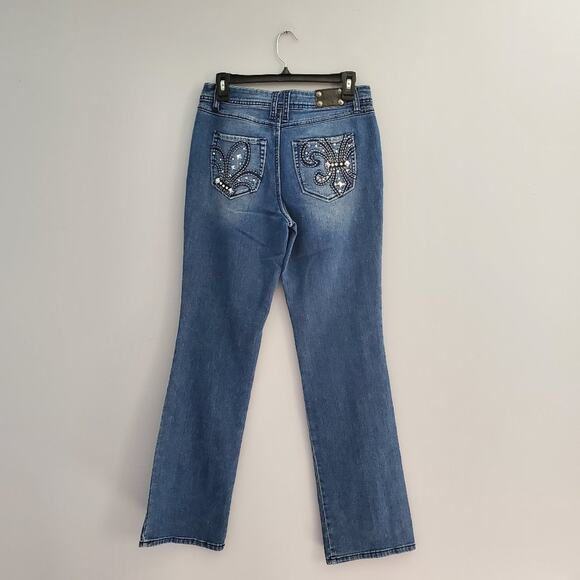Style & Co Premium Jeweled Blue Boot Cut Jeans Size 6 - Picture 2 of 12